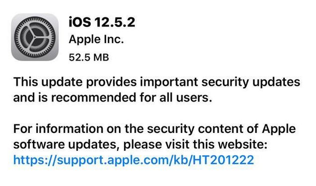 石楼苹果手机维修分享iOS12.5.2发布，建议所有老苹果用户安装 